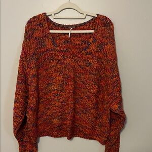 Free People V-Neck Sweater in Warm Tones
